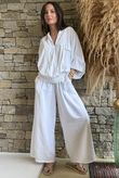 Basso Button Drape Batwing Shirt White